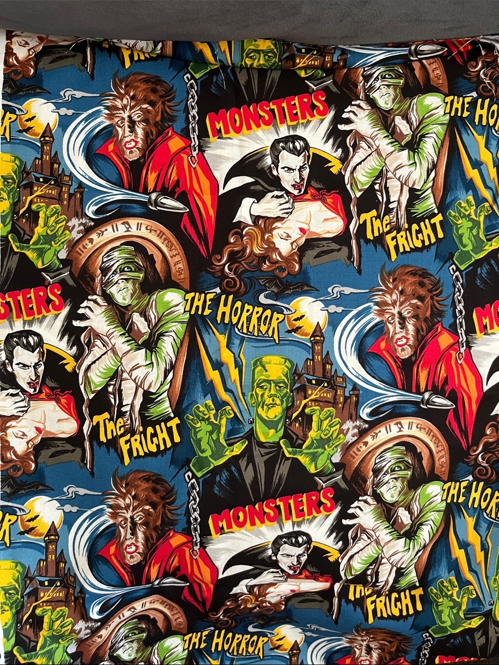 Universal Monsters Horror Print Cotton Fabric remnant